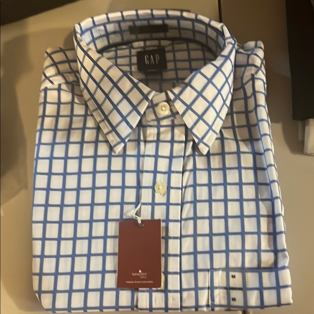 GAP Blue and White Casual Button Down Shirt